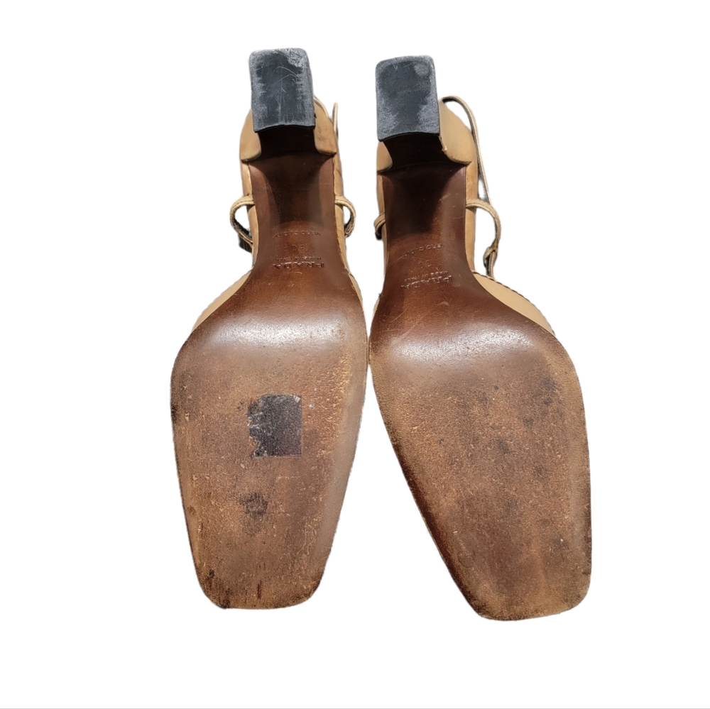 Prada Leather Slingback Closed Toe Tan Beige Heel 38 - Picture 5 of 7